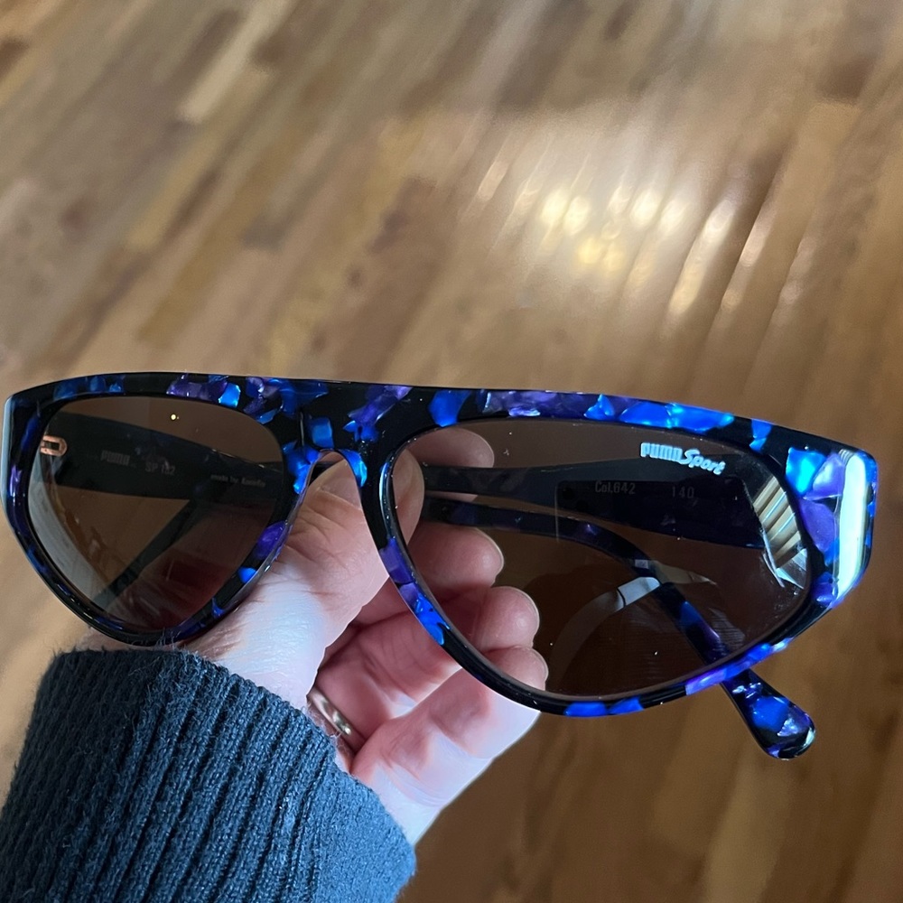 Vintage puma sport tortoiseshell purple blue glasses shades